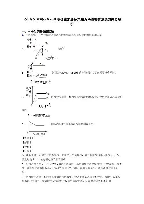 (化学)初三化学化学图像题汇编技巧和方法完整版及练习题及解析