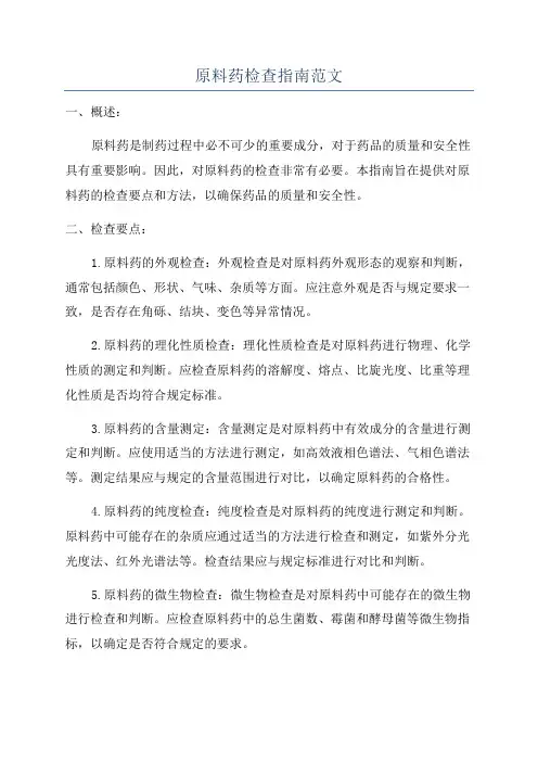 原料药检查指南范文