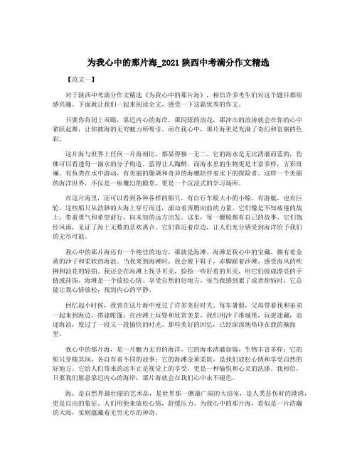 为我心中的那片海_2021陕西中考满分作文精选
