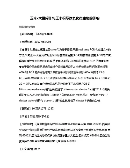 玉米-大豆间作对玉米根际氨氧化微生物的影响