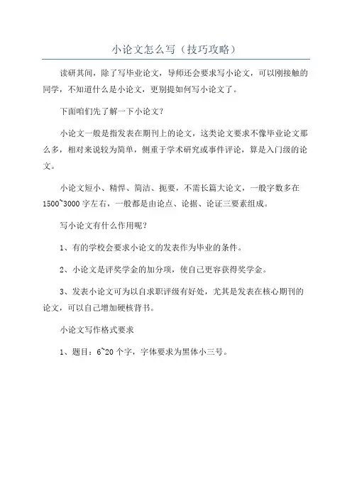 小论文怎么写(技巧攻略)