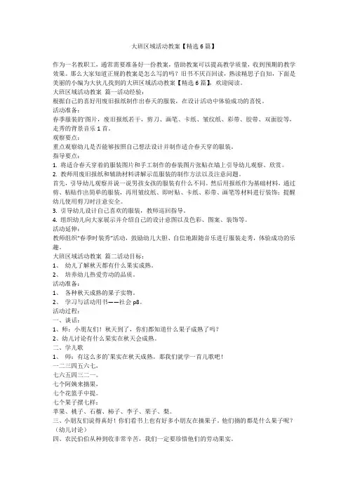2024最新-大班区域活动教案【精选6篇】