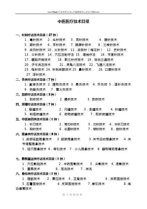 中医医疗技术项目