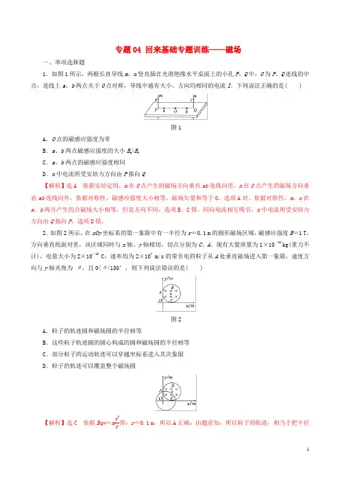2024年高考物理专题04回归基础专题训练__磁场含解析