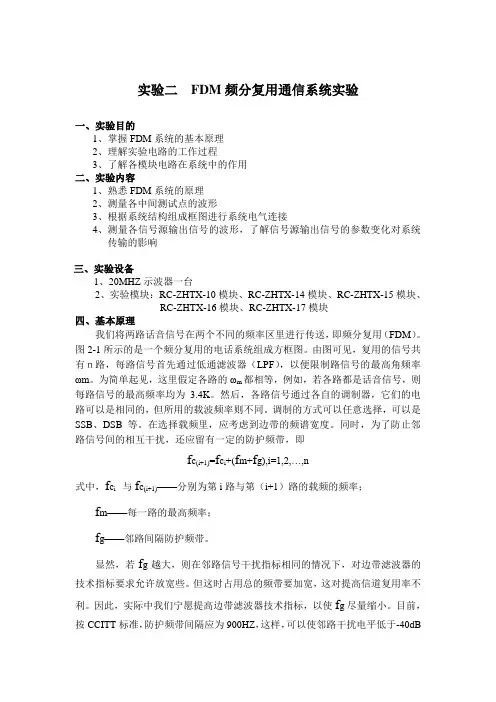 通信实验二FDM