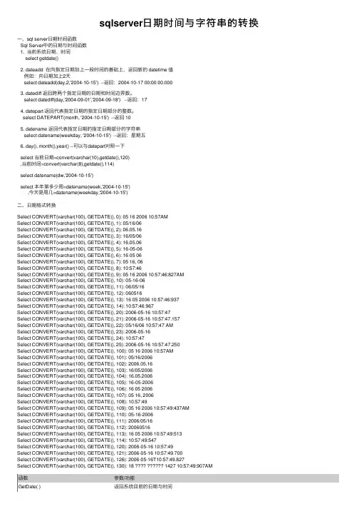 sqlserver日期时间与字符串的转换
