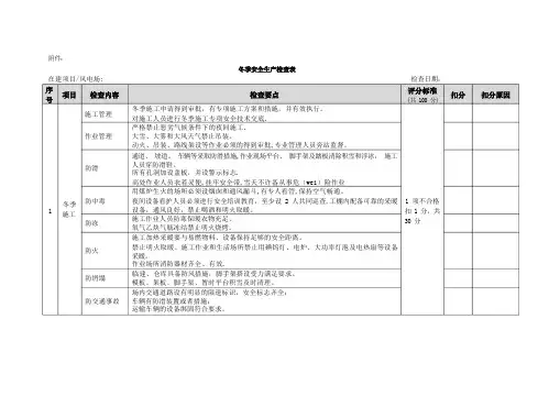 冬季安全生产检查表