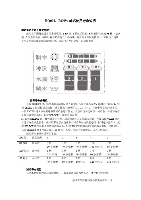 092 094滤芯使用说明