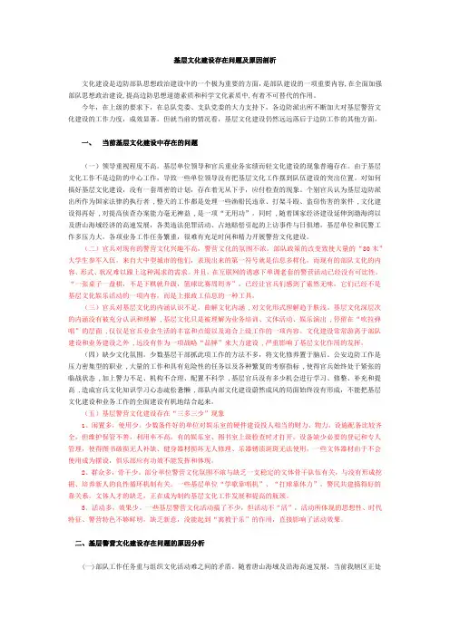 基层文化工作存在的问题