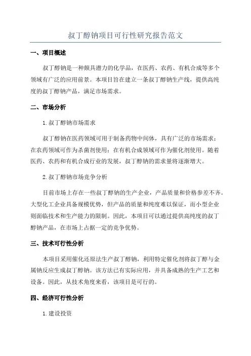 叔丁醇钠项目可行性研究报告范文