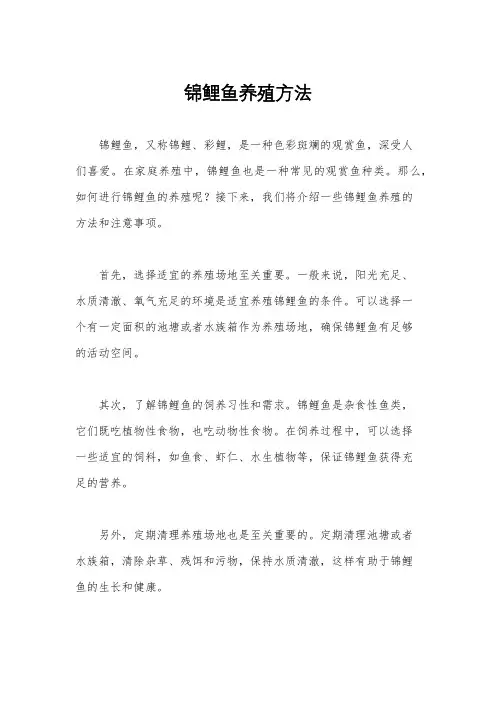 锦鲤鱼养殖方法