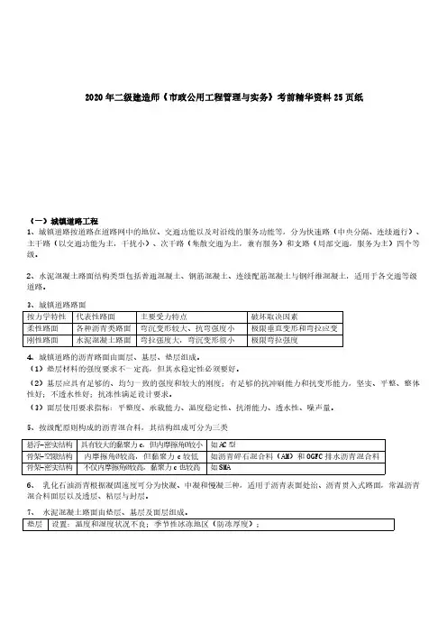 2020二建《市政》知识梳理