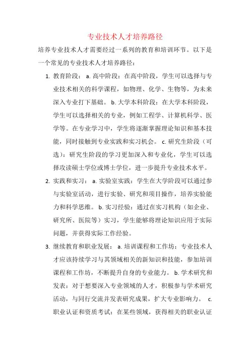 专业技术人才培养路径
