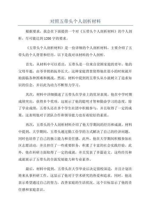 对照五带头个人剖析材料