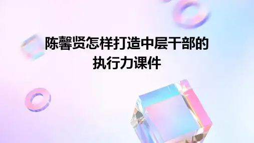 陈馨贤怎样打造中层干部的执行力课件