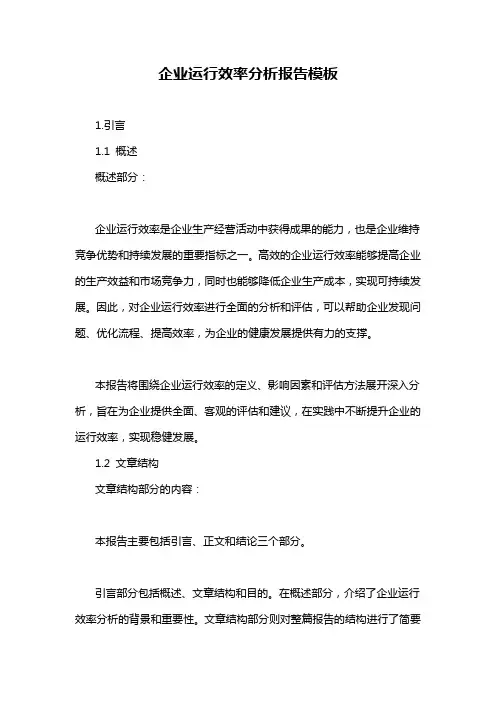 企业运行效率分析报告模板