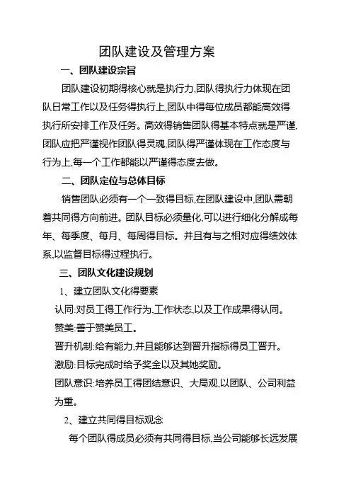 团队建设及管理方案