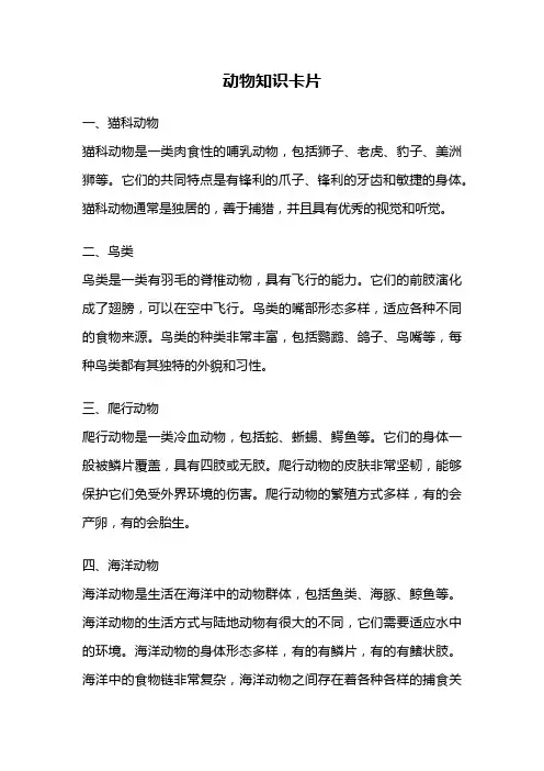 动物知识卡片