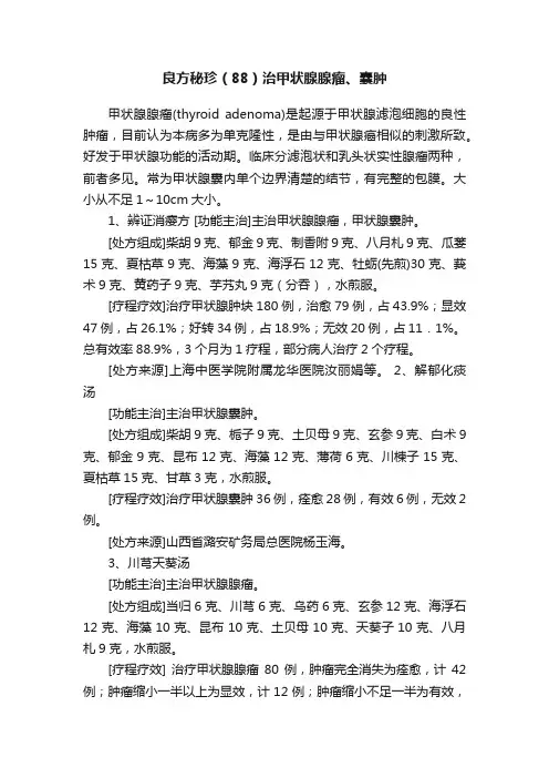 良方秘珍（88）治甲状腺腺瘤、囊肿