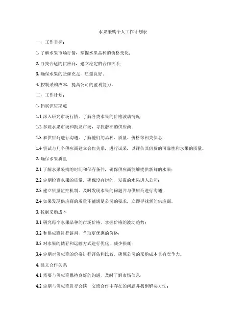 水果采购个人工作计划表