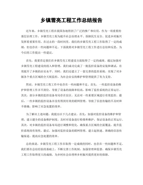 乡镇雪亮工程工作总结报告