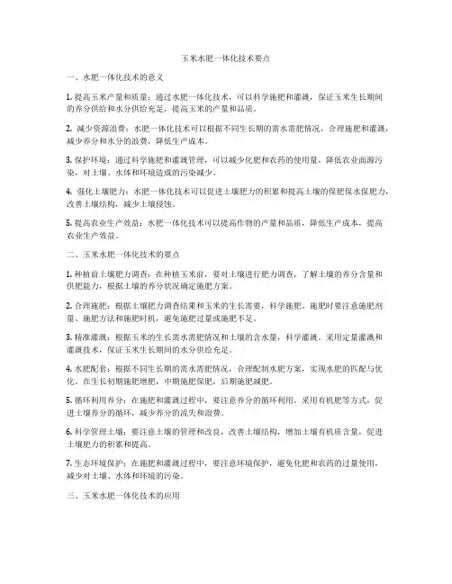 玉米水肥一体化技术要点