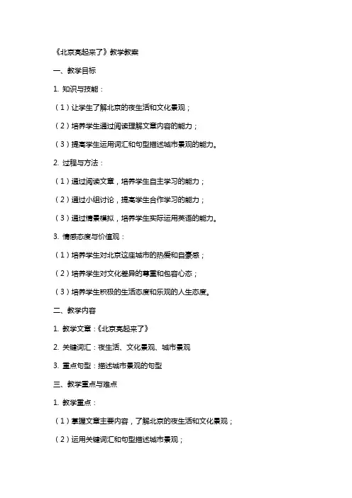 《北京亮起来了》教学教案