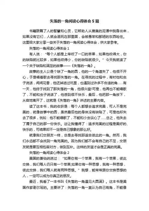 失落的一角阅读心得体会5篇