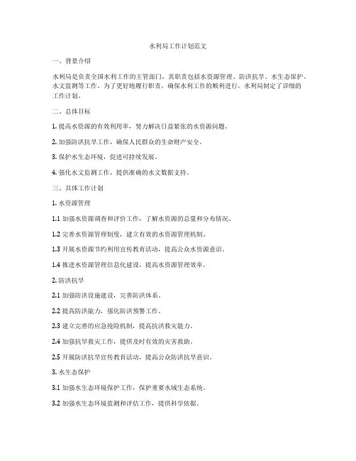 水利局工作计划范文