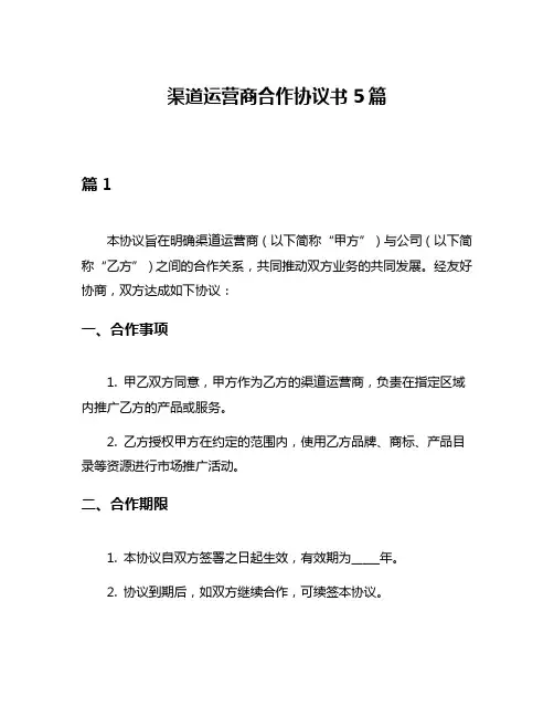 渠道运营商合作协议书5篇
