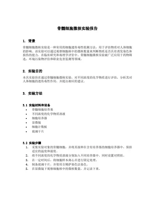 骨髓细胞微核实验报告