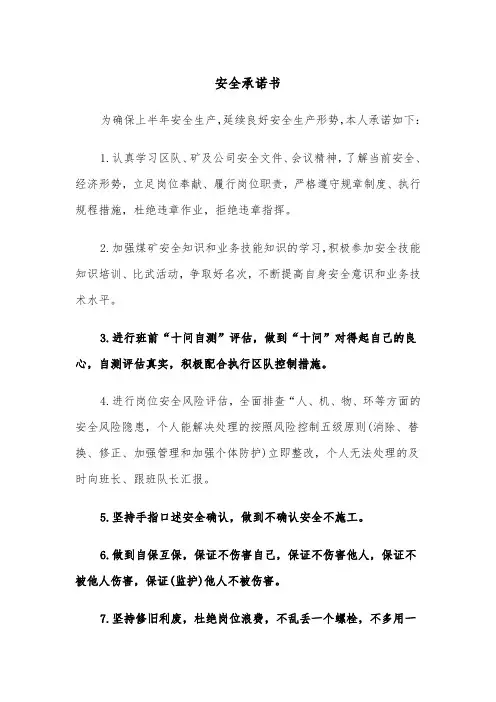 安全承诺书(四篇)