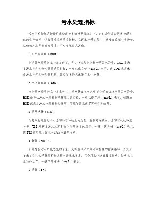 污水处理指标