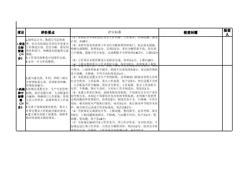 安全管理评价标准