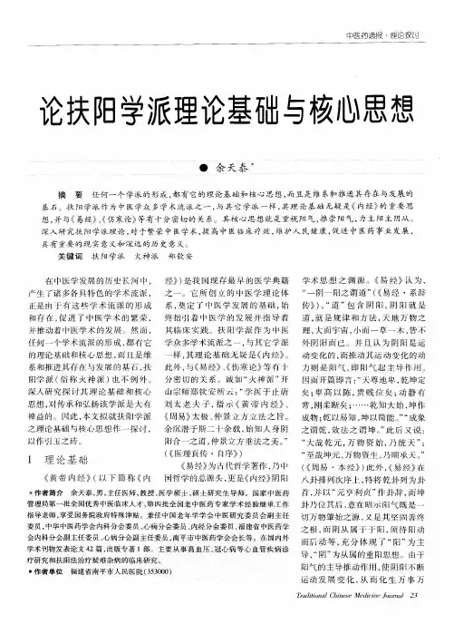 论扶阳学派理论基础与核心思想