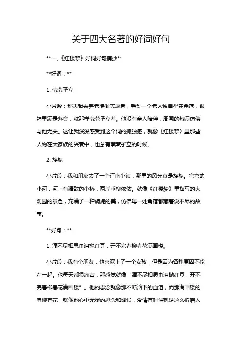 关于四大名著的好词好句