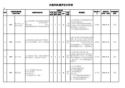 风险和机遇分析评价表