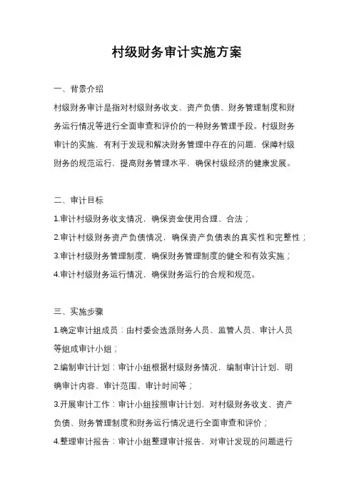 村级财务审计实施方案