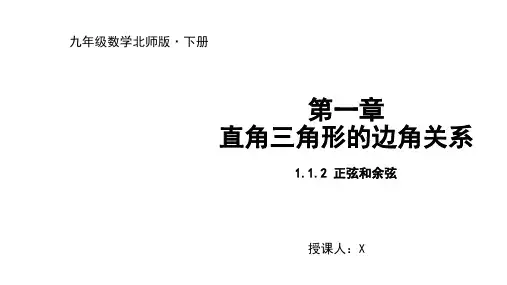 度北师大版九年级数学下册1.1第2课时正弦和余弦课件(共21张)