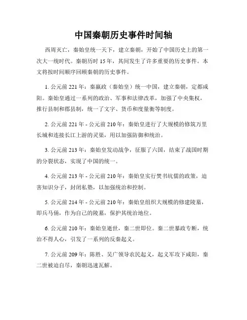 中国秦朝历史事件时间轴