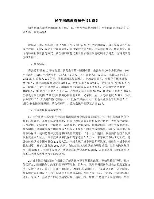 民生问题调查报告【3篇】