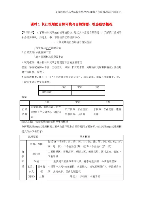 高中地理第四单元区域综合开发与可持续发展第一节流域综合开发与可持续发展——以长江流域为例1同步备课教