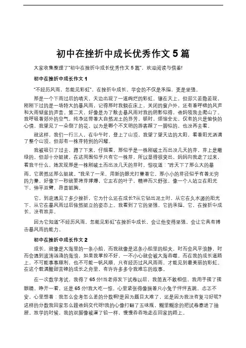 初中在挫折中成长优秀作文5篇