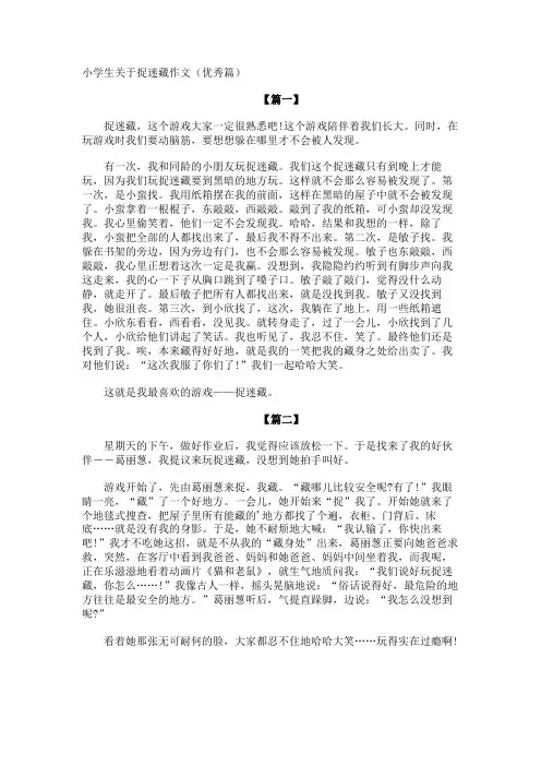 小学生捉迷藏作文优秀篇