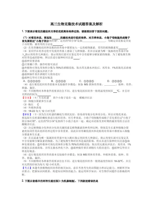 高三生物克隆技术试题答案及解析
