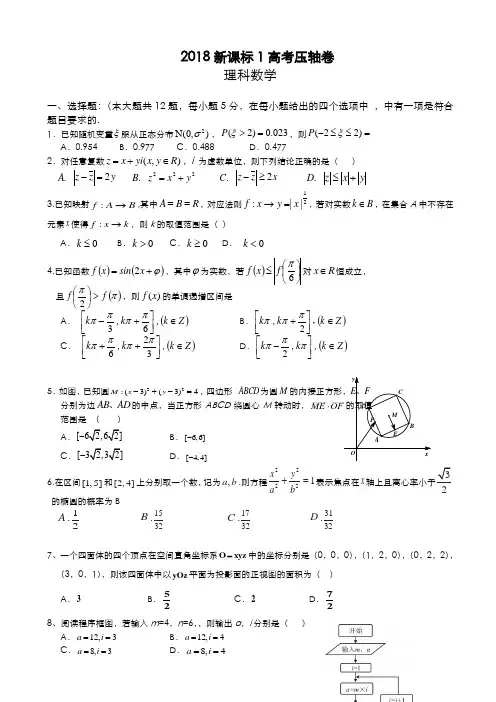 2020-2021学年最新高考总复习数学(理)高考压轴试题及答案解析