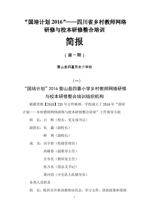 乡村教师校本与网络整合研修简报1