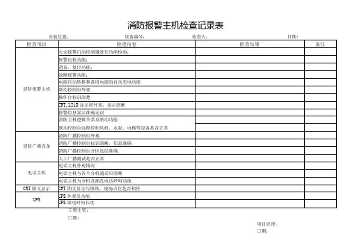 消防报警主机检查记录表