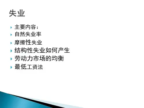 主要内容：自然失业率摩擦性失业结构性失业如何产生劳动力市场的均衡最低工资法 失业