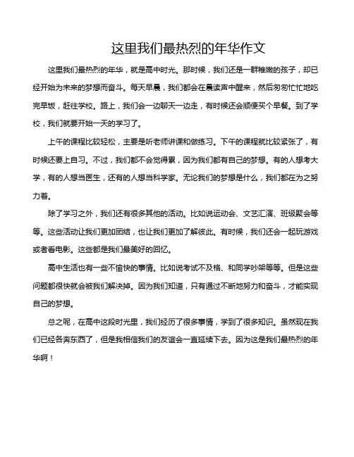 这里我们最热烈的年华作文